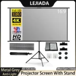 LEJIADA Projector Screen With Stand Metal Grey Anti-Light 60 84 100 120 inch Reflective Screen Bracket for Home Theater Outdoor