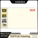 LEJIADA Projector Screen 60-130 inch White Grid Anti-Light 160 ° Viewing Angle Reflective Projection Screen Indoor Outdoor Movie
