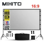 MIXITO With Stand Metal Telescopic Tube With Carry Bag Grey Anti-Light 84 100 120 Inch For Home Theater Outdoor Projector Screen