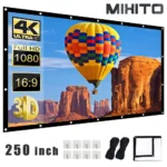 MIXITO High-Density 250 Inch White Wrinkle-Free Soft Projector Screen Portable Foldable Indoor Outdoor Projector Movies Screen