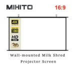 Wall Mounted Projector Screen Anti-wrinkle Material Milk Fabric 60-120 Inch White Screen