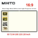 MIXITO 16:9 Ratio Black Edge Portable 160° Full Angle White Grid Anti-light Projector Screen Home Office Projection Curtain