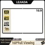LEJIADA Projector Screen White Anti-Crease 60-200 inch 16:9 Soft High Density Portable Foldable Projection Screen Outdoor Movie